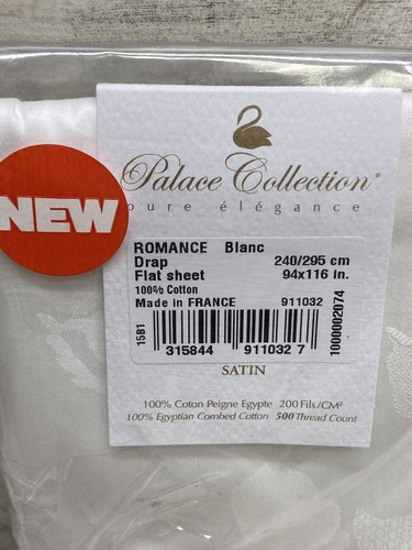Yves Delorme Palace Queen Flat Sheet 100% Cotton Sateen White New - Picture 3 of 6