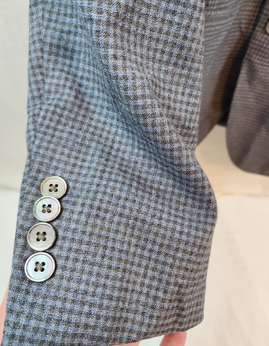 HUGO BOSS Slim Fit Size 36R Gray Blue Checked 2 Button Sport Coat *No Liner - Picture 3 of 15
