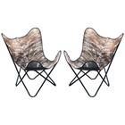 87HS Genuine Leather Butterfly Chair Folding Lounge Modern Sling Accent Seat