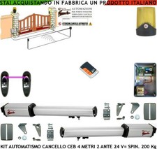 KIT AUTOMAZIONE CANCELLO BATTENTE 2 MOTORI 24 V AUTOMATISMO FOTOC FARO RADIOCOM 
