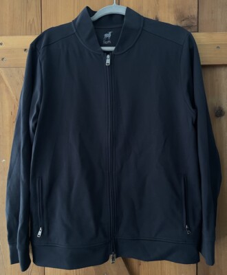 Raffi Mens Zip Up Bomber Jacket Varsity Collar Long Sleeves Banded Cotton M $195