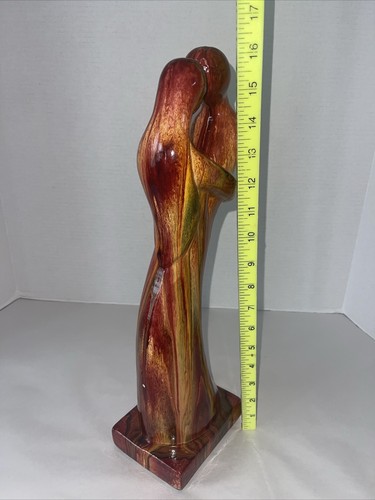 Couple Sculpture Figurine Abstract Metal 16” Tall Multicolor Man Woman Embrace - Picture 9 of 12