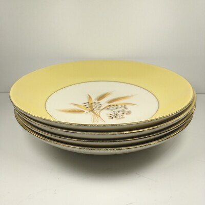 4 Vintage Century Service Autumn Gold Wheat Soup Bowl 8.25'' MCM  see pics