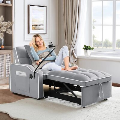 3-in-1 Convertible Futon Sofa Bed Chair Sleeper Chair Bed with Pull Out Bed