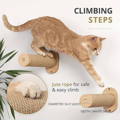 Wall Mounted Cat Tree Cat Shelf Set, Cat Wall Furniture with Cat Hammocks Indoor - Picture 4 of 12