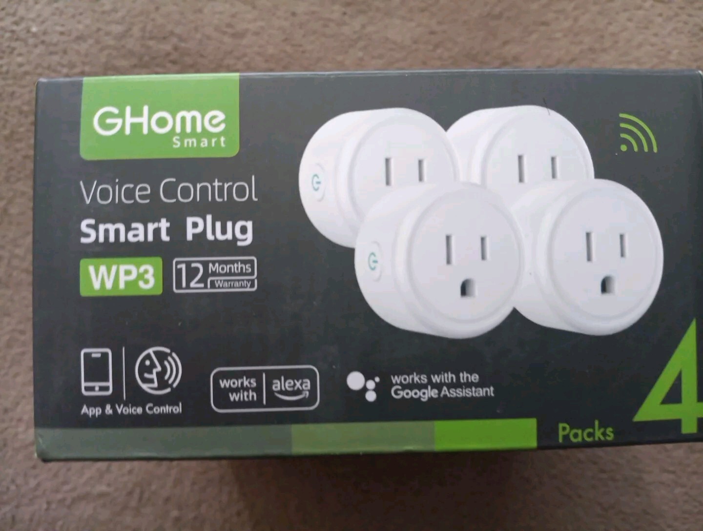 Ghome Smart Plug 4-Pack White Works with Alexa & Google Home Voice Control
