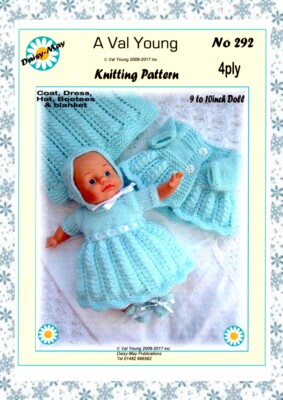 PUPPEN STRICKMUSTER Nr. 292 passend für 9''-10'' Puppe 4-fädig von Daisy May Muster