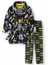 Batman up All Night Fighting Crime Fleece Bathrobe and Pajama Set