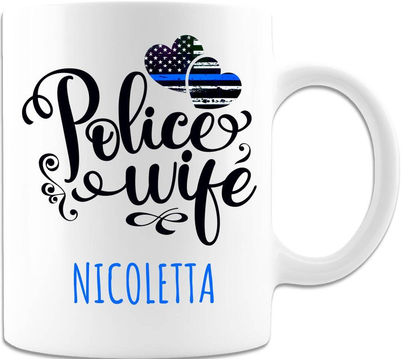 Police Wife Custom Personalize Name White Ceramiccoffee Mug Idea