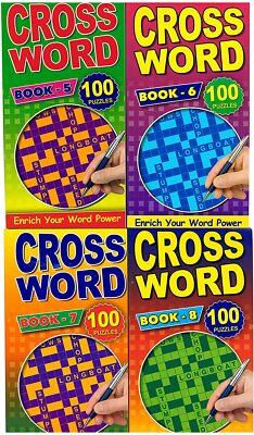 1 x Adult Crossword Book 100 Puzzles Per Book Hobby Travel Cross Word Brain Game