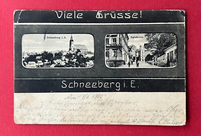 AK SCHNEEBERG im Erzgebirge 1905 Blick in die Bahnhofstrasse    ( 139278