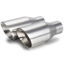 2.5" Inlet Universal Diesel Exhaust Tip 4" Outlet 9" Long Polished Double Wall
