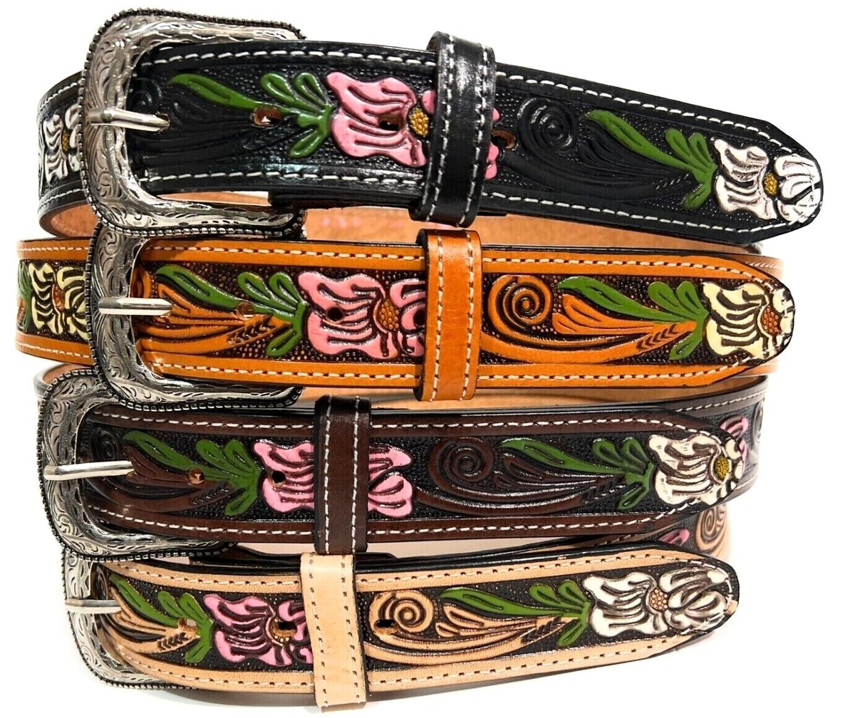 Women\'s Floral Embossed Leather Belt with Removable Buckle Shyanne Women main image 3