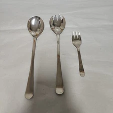 VTG Silver Plated Salad Server Set - Spoon & Fork ITALY And Dessert Fork