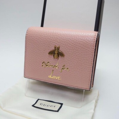 GUCCI Animalier Bee Blind for Love Bi-fold Wallet Used with Box