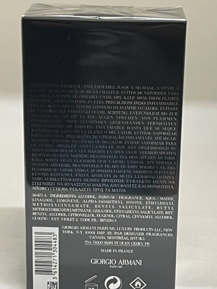 Giorgio Armani Acqua Di Gio Profumo 古龙水男士香水 4.2 盎司 125 毫升未拆封盒 — 第 3/3 张图片