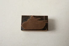 US Army Military Tank (R3B-6) Copper Print Block Advertising WWI Gun w/Turret