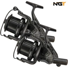 2 x NGT XT-8000 Big Pit Reels Carp Fishing Black Front Quick Drag Reels