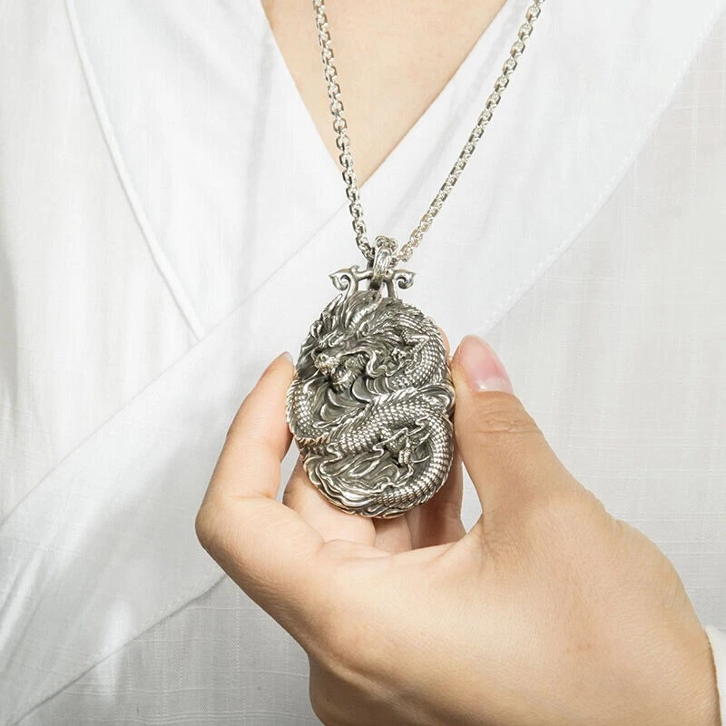 Мужской винтажный из нержавеющей стали дракон подвеска Lucky ожерелье ювелирных изделий подарок - Изображение 2 из 4