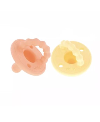 Nuby Softees Pacifier and Teether 2-Pack Size 0+ Months Yellow and Orange