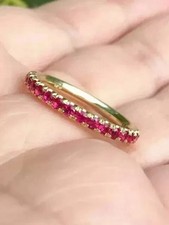 1.50Ct Round-Cut Lab Created Red Ruby Eternity Band Ring 14K Yellow Gold Plated