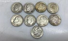 (D) Nine 1950s US Silver FDR Dimes