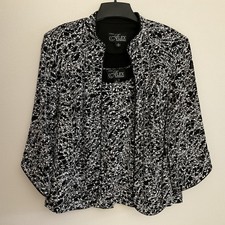 Alex Evenings Women Blazer Size 1X Set 2 Pieces Black White Silver Metallic