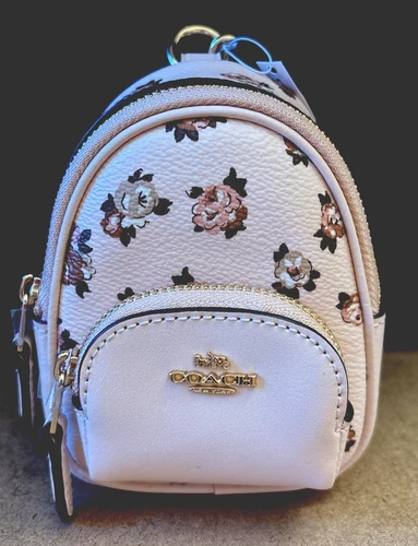 Coach CAA68 ~ Mini Zaino Corte Borsa Charm Portachiavi ~ Rosetta Rosa ~ Nuovo con etichette