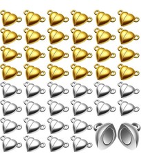 48 Pieces Heart Shaped Magnetic Clasps for Jewelry Gold Silver Bracelet Clasps C