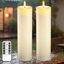 14" x 4" Large Flameless Candles with Remote  Timer, Waterproof Outdoor Batt...