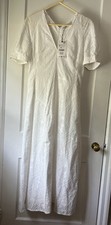 ZARA EMBROIDERED EYELET DREES WHITE Size M