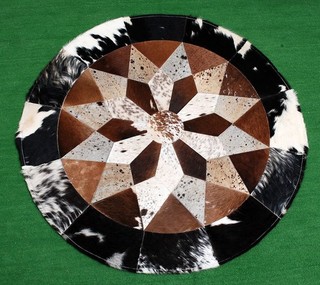 Tappeto patchwork rotondo in pelle di mucca fatto a mano tappeto in pelle di mucca (36"x36") arredamento casa 381
