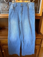 Light Wash Wide Leg Jeans Womens XL High Waisted Baggy Palazzo Denim
