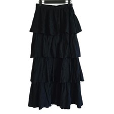 Abercrombie Fitch black crinkle tiered maxi skirt size xs whimsygoth fairy
