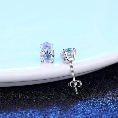 Ohrstecker 1,0 kt Asscher-Schliff Laborgefertigt Diamant Testpass VVS1/D/Top