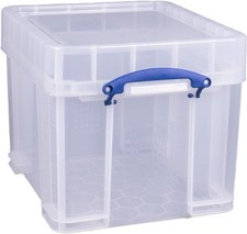 Really Useful Box Plastic Storage Bonus Pack 3x35 Litre Clear with XL Lid Clear