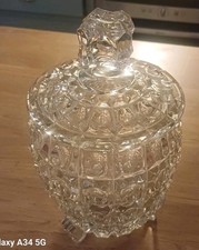 Vintage Heavy Lead Crystal Lidded Candy Jar Apothecary  Classic, 24 cm tall.