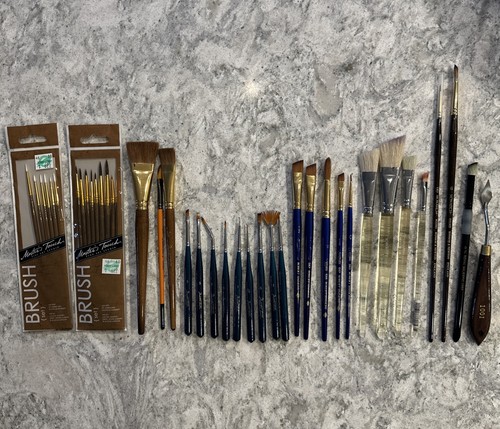 Lot Of Vintage Oil Paint Brushes 40 Winsor & Newton Robert Simmons Master Touch