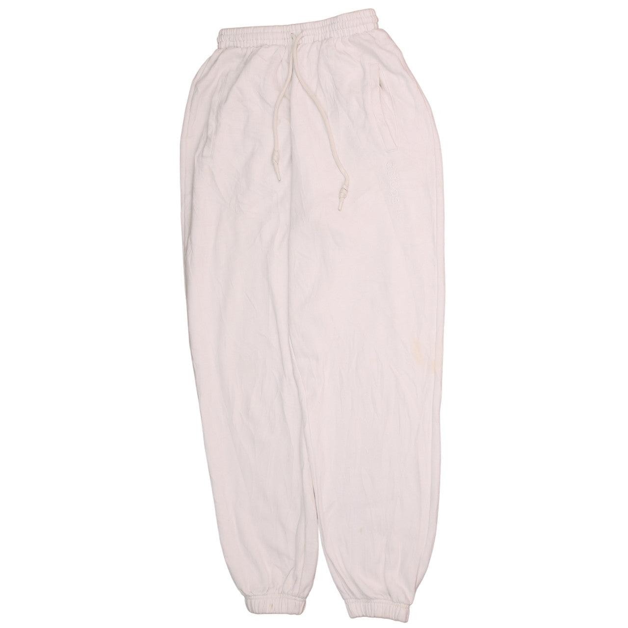 Adidas Womens Joggers Off White Fleece Adjustable Waist Cuffed Sweatpants XS