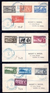 Newfoundland 1937 KGVI Coronation Long Set on 3 x Registered Cover