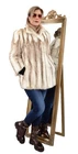 US5767 REAL CROSS MINK FUR JACKET RANCH MINK COAT SIZE L - NERZJACKE PELLICCIA