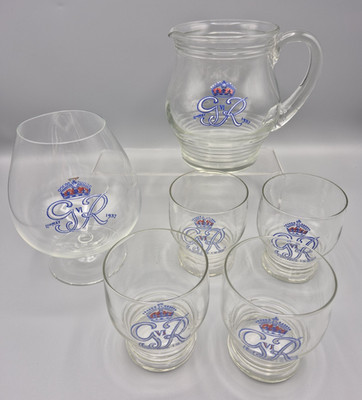 Georg VI Emaillierte Krönungskanne & Gläser Limonade Set + Brandy Ballon (JS3)