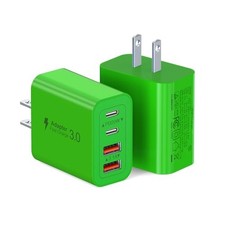 2 Pack 40W Fast USB-C Charger 4-Port Wall Adapter for iPhone 14, Galaxy S24