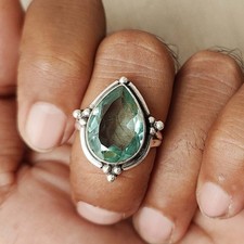 Aquamarine Ring Handmade Women Thumb Ring Handmade Ring925 Sterling SilverAK4007