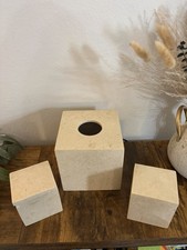 Natural Marble Bathroom Canister Set Tissue Box Holder Luxury Spa Vanity Storage