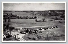 Trenton Maine Green Moth Tourist Court Lodge Gas Station Aerial View ME Postcard