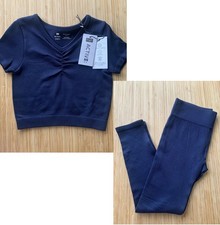Girls 2 Piece Sports Dance Outfit Active Seamfree Top & Leggings Set  7-8 Years