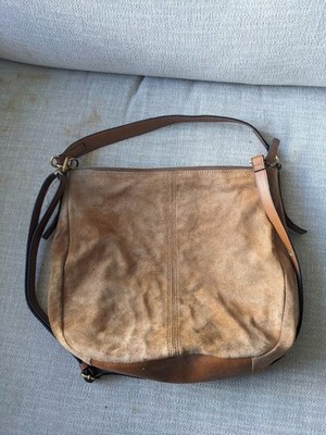 Authentic Fossil Genuine Cow Hide Leather Brown Zip Shoulder Bag