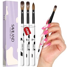 SAVILAND 3pcs Acrylic Nail Brush Set, Size 8/10/14 1A-Size 8/10/14, 1a-white