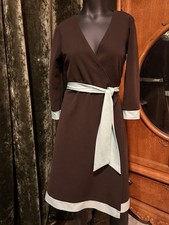 Kathlin Argiro Atelier Wrap Dress Chocolate Teal Tie Tiffany 60’s Womens Size 6